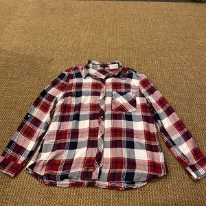 Staccato Plaid Long-sleeve Button Down Sz L
